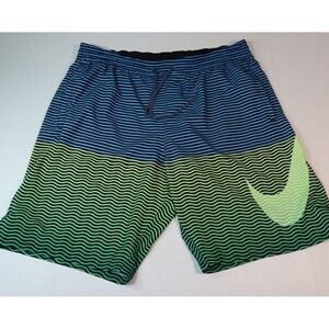 Nike Mens Swim Shorts Horizon Stripe 9" Inseam LARGE Volley Shorts Ghost Green